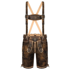 Pantalones Cortos de Cuero Bávaro Unisex Talla Europea Muzamin Apparel 2026, Traje Tradicional Alemán para Hombre, Cuero Sólido - Product Image 1