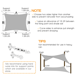 ผ้าบังแดด HDPE สีเทาอ่อน 7 ชิ้น ผ้าใบกันแดดโพลีเอทิลีนความหนาแน่นสูงและตาข่าย - Product Image 2