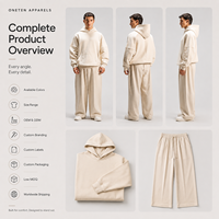 ONETEN APPARELS Ensemble de survêtement décontracté pour homme, hiver, couleur unie, coupe ample, avec sweat à capuche et pantalon large à poches latérales