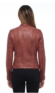 Wholesale Women Genuine Leather Studded <b>Jacket</b> Distressed <b>Punk</b> Biker Coat Custom Polyester Lining Slim Fit Winter XL - Product Image 2