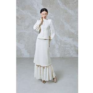 Falda Elegante y Romántica para Mujer, Algodón (exterior) + Encaje Elástico (interior), Conjunto Clásico ATHENA con Blusa de Encaje y Detalles de Encaje de Algodón KS52 - Product Image 1