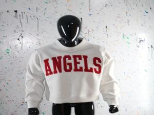 Sweat-shirt à col montant gris cendré ANGELS ASH, 100% coton, broderie appliquée rouge, col large, URBAN PRODUCTIONS - Product Image 5
