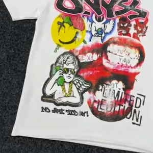 OYKZ เสื้อยืดแขนสั้นสีขาวสำหรับผู้ชายสตรีทแวร์คอกลมทรงปกติผ้าฝ้าย 100% ระบายอากาศได้ดี - Product Image 6