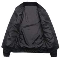 Blouson Bomber Noir Brodé à Col Montant pour Homme, Zippé, Hiver, Style Smart Casual, Streetwear, Logo Personnalisé sur le Devant, Polyester/Coton