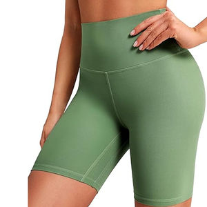 Shorts de yoga pour femmes, de haute qualité, couleur unie, taille froncée, design sans couture, tissu respirant en spandex/nylon - Entraînement de fitness estival, salle de sport - Product Image 1