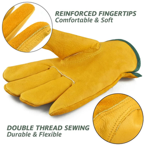 Customized Insulated Leather Work <b>Gloves</b> For Men Regular Work Reinforced Fingertips Double Thread Swing Work <b>Gloves</b> - Product Image 5