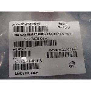 AMAT 0190-00636 Conjunto de Manguera para Suministro/Tapa de Intercambiador de Calor en CH - Equipo y Piezas de Semiconductores de Confianza de Global Legacy - Product Image 1