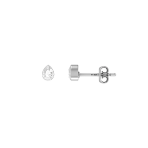 925 Silver White Topaz Natural Pear Oval Shape Butterfly Lock Stud <b>Earrings</b> Classic Style Bezel Setting Pack 4 Pairs Party Gift - Product Image 3