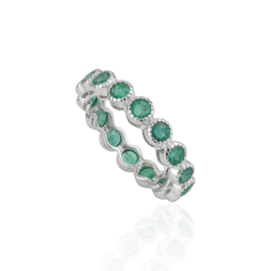 925 Solid Sterling <b>Silver</b> Genuine <b>Emerald</b> Full Eternity Band <b>Ring</b> For Women Anniversary Gift For Her Wholesale Price Jewelry - Product Image 3