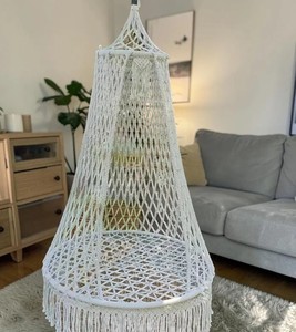 Fauteuil suspendu en macramé bohème |   Fauteuil suspendu en coton fait main |   Siège suspendu bohème pour intérieur et extérieur |   Décoration de jardin et de patio - Product Image 3