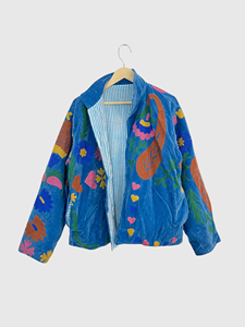 Veste en velours brodée, col mandarin, manches longues, motif floral, broderie à la main, grande taille, vêtements de printemps pour femmes - Product Image 3
