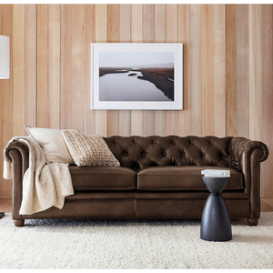 <b>Sofa</b> <b>Chesterfield</b> 3 Seater Kulit Cokelat Tua <b>Sofa</b> Ruang Tamu Klasik Elegan Living Room Furniture - Product Image 6
