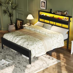 Cadre de lit en métal sur mesure avec éclairage LED, tête de lit rembourrée moderne, mobilier de chambre noir/blanc, fournisseur Vietnamien - Product Image 6