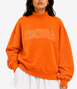 ผู้ผลิตเสื้อสเวตเชิ้ตคอเต่าลายดอกไม้ขนาดใหญ่สำหรับผู้หญิงแบบ OEM พร้อมโลโก้ปักแบบ Outline สไตล์ลำลอง - Product Image 6