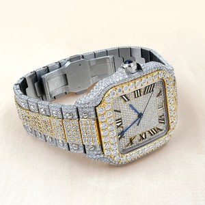 Montre de luxe entièrement sertie de diamants Moissanite VVS, mouvement automatique numérique, bracelet en acier inoxydable, montre à quartz Hip Hop avec diamants - Product Image 3