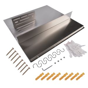 Protezione murale per cappa da cucina in acciaio inossidabile da 29,5 x 29,5 pollici con paraschizzi e ripiano portaoggetti per l'organizzazione della cucina - Product Image 6