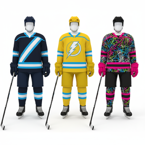 Ensemble d'uniformes de hockey sur glace personnalisés pour adultes, légers, à manches courtes, de haute qualité, avec nom d'équipe, dernière arrivée, en polyester - Product Image 4