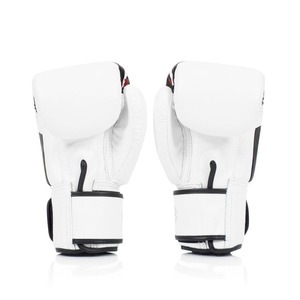 Guantes de Boxeo Fairtex Blancos y Negros de Diseño Popular, 100% Cuero Genuino de Alta Calidad, Equipo de Entrenamiento de Muay Thai y Sparring - Product Image 3
