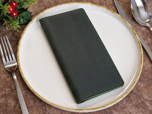 Porta facturas de cuero genuino de alta gama para restaurante, presentador de cheques con logotipo personalizado, elegante organizador de recibos para cafetería LBH-0004B - Product Image 1
