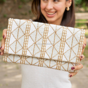 Multicolor <b>Sequin</b> Beaded Silk Handmade Geometric Luxury Evening Clutch Durable Crossbody Waterproof Portable Foldable <b>Handbag</b> - Product Image 4