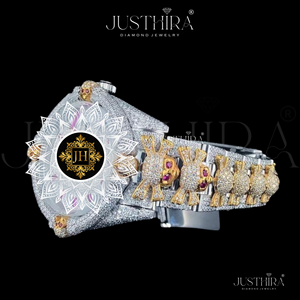 Reloj JH de Lujo con Diseño de Calavera y Diamantes, Caja de Oro Blanco, Cristal de Zafiro, 40 mm, Analógico, de Cuarzo, para Hombre, con Cierre Desplegable y Correa de Acero Inoxidable - Product Image 2