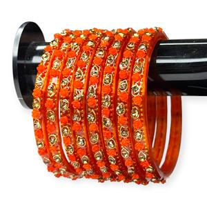 ชุดกำไลข้อมือแก้วลายดอกไม้สีส้มเคลือบทองพรีเมียม ประดับคริสตัลระยิบระยับ เงางาม ราคาขายส่งสำหรับผู้หญิง - Product Image 1