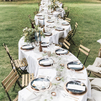 Table de banquet pliable en forme d'éventail, design modulaire incurvé, assemblage sans joint, style ferme, portable, en contreplaqué, pour événements/mariages