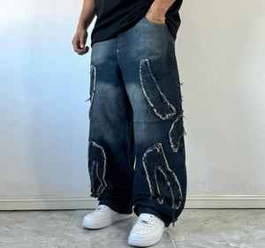 กางเกงยีนส์ทรงแบ็กกี้สไตล์วินเทจสำหรับผู้ชาย ปรับแต่งได้ ลุคสตรีทสไตล์ ผ้ายีนส์สโตนวอช ทรงฮิปฮอป Y2K สไตล์ลำลอง ลุคเพียววอช - Product Image 4