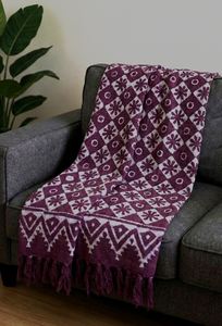 Manta Decorativa de Color Morado, 100% Algodón, Ecológica, Hecha a Mano en India, Estampada con Bloques, para Sofá, Disponible para Todas las Temporadas, Venta al Por Mayor - Product Image 4