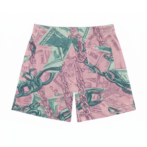 Premium 160 GSM Polyester Mesh <b>Shorts</b> Lightweight <b>Pink</b> Green All Over Print Custom Logo Athletic Streetwear <b>Shorts</b> - Product Image 2