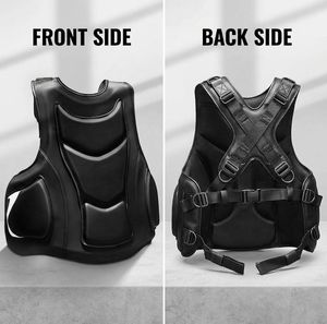 Gilet de protection réglable en cuir PU noir pour la boxe, la lutte et les arts martiaux, protection de poitrine pour l'entraînement, équipement de protection sur mesure Sands - Product Image 4