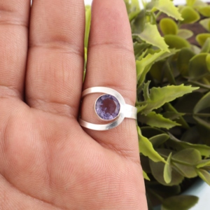 <b>Indian</b> Style Designer 925 Sterling Silver Coated Iolite Gemstone Work Luxury <b>Ring</b> for Unisex Wear in Wedding Anniversary & Gift - Product Image 3
