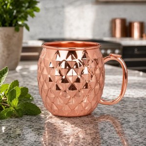 Tasse en cuivre tendance, faite à la main, décorative, avec motif en relief, finition couleur antique, tasse à Mint Julep pour la décoration de la table à la maison - Product Image 3