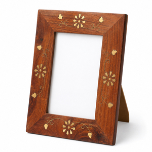Luxury Design Wooden Photo <b>Frame</b> with Brass Wire Inlay Custom Handcrafted Wood <b>Picture</b> <b>Frame</b> <b>Vintage</b> Floral Desk Decor <b>Frame</b> - Product Image 1
