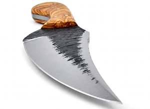 Cuchillo Utilitario de Acero al Carbono Forjado a Mano con Mango de Madera de Olivo Natural, Herramienta Artesanal de Doble Tono - Product Image 6