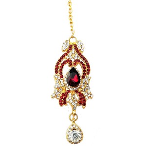 Tikka Kundan étnica chapada en oro con perla de esmalte azul, joyería hecha a mano para la frente, para mujeres, para bodas - Product Image 2