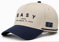 Casquette de baseball bicolore avec logo brodé 3D personnalisé, coton de haute qualité, 5 panneaux, respirante, imperméable, réglable, pour hommes
