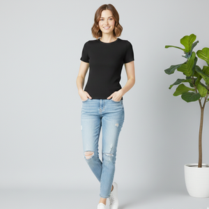 T-shirt extensible pour femme, respirant, écologique, 100 grammes, tissu personnalisé pour femmes adultes - Product Image 6