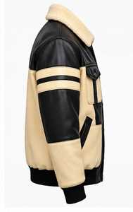 Men's black and <b>brown</b> <b>Leather</b> <b>Jacket</b> turn down Collar button Closure Sleeve Autumn - Product Image 2