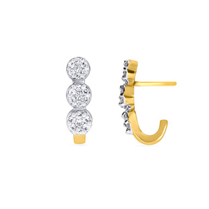 ต่างหูคริสตัลทรงกลมสามชั้น ดีไซน์เพชรเลี้ยงในห้องปฏิบัติการระยิบระยับ พร้อมเคลือบทองสองสีคุณภาพพรีเมียม - Product Image 3