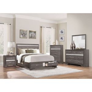 Moderna cassettiera in legno grigio con finti cristalli tira argento Glitter cassetti nascosti mobili per camera da letto - Product Image 4