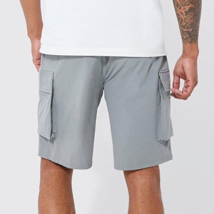 Shorts cargo en toile respirante pour homme, coton, taille élastique, style streetwear décontracté, multi-poches - Product Image 2
