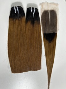 Paquetes de cabello de extensión de cabello liso vietnamita con cierre Ombre elegante suelto cabello ondulado natural profundo - Product Image 4