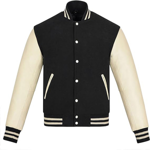 <b>Men's</b> Green <b>White</b> Varsity <b>Jacket</b> Regular Fit Button Front Preppy Style Stand Collar Solid Color Polyester Cotton Shell For sale - Product Image 4