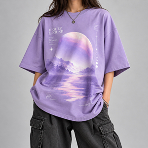 Camiseta Extra Grande Personalizada con Gráficos Pastel, Camiseta de Algodón con Estética Soñadora, Ropa Urbana Unisex para Mujer, Camiseta Urbana con Cuello Redondo - Product Image 1