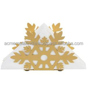 Porte-serviettes à découpe flocon de neige en métal doré de qualité supérieure, parfait pour une table élégante dans les hôtels, les maisons et les restaurants - Product Image 3