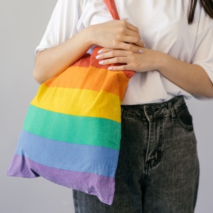 Fourre-tout imprimé graphique en coton bio/cadeau/sac d'épicerie Matériau écologique naturel - Product Image 1