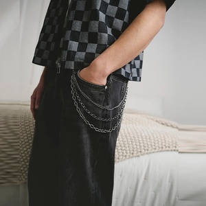 Colección Otoño/Primavera para Hombre: Pantalones Casuales de Estilo Coreano Vintage, de Pierna Recta, Ajuste Holgado, Cintura Media, Lavado Medio, con Estampado de Botones/Color Liso, Ideales para Fiestas - Product Image 3