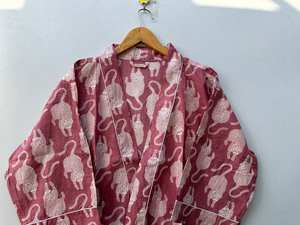 Robe kimono en coton à imprimé animalier bohème, élégante et décontractée, pour femmes - Product Image 3