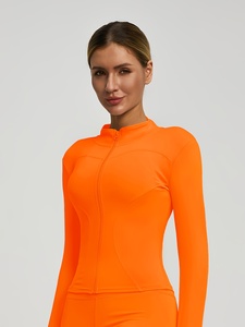 Veste coupe-vent légère pour femme, brodée, doublée, unie, à séchage rapide, zippée, manches longues, pour le yoga, la course à pied et les activités de plein air - Product Image 3